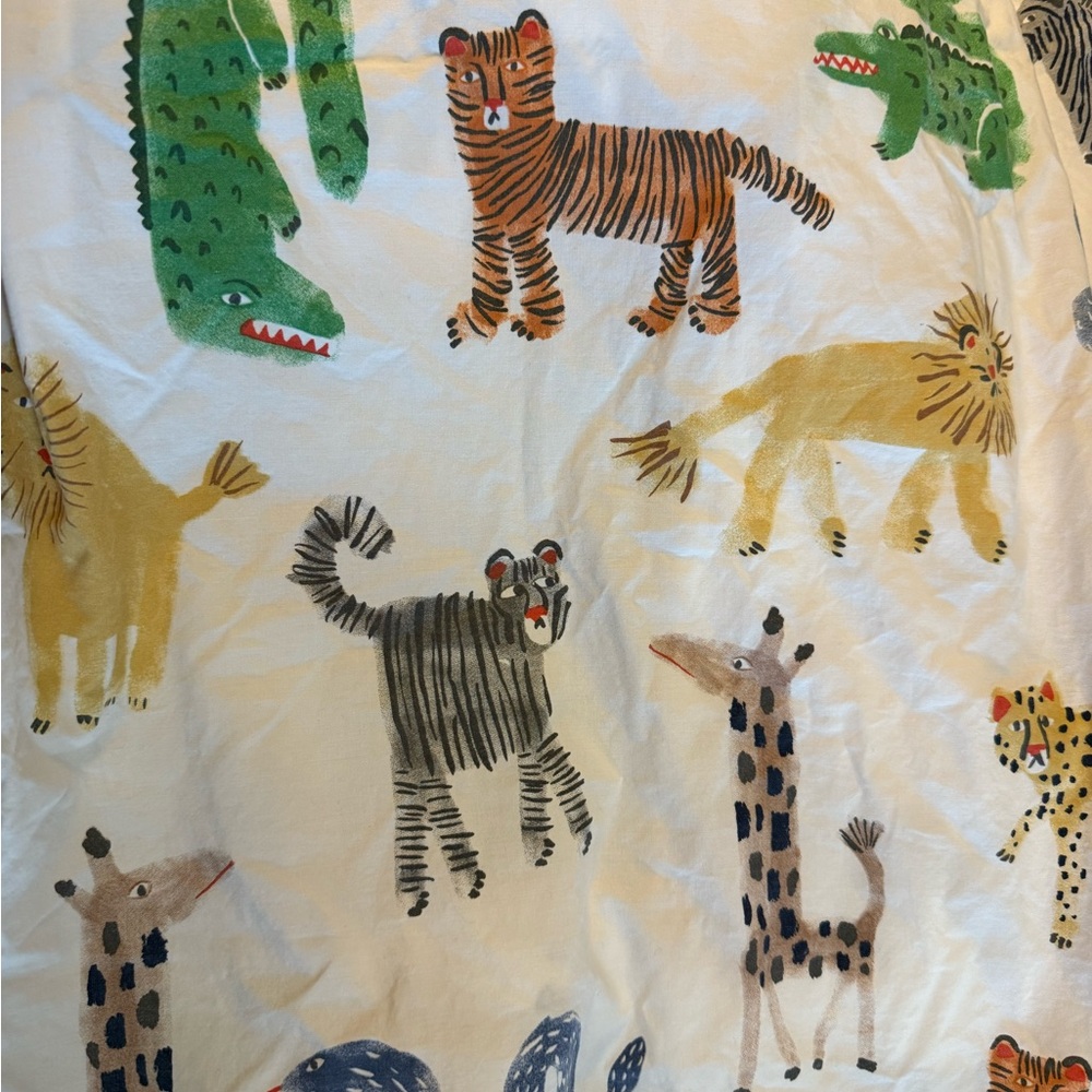 Pottery Barn Kids Adorable Animal Print Fitted Crib Sheet w/ Colorful Creatures
